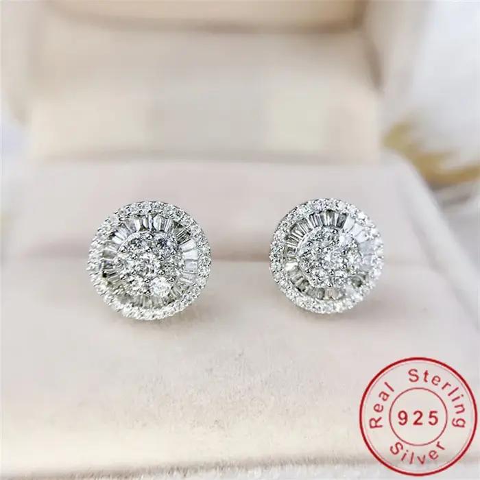 Boucles d'oreilles en or 14 carats avec diamant de laboratoire pour femme