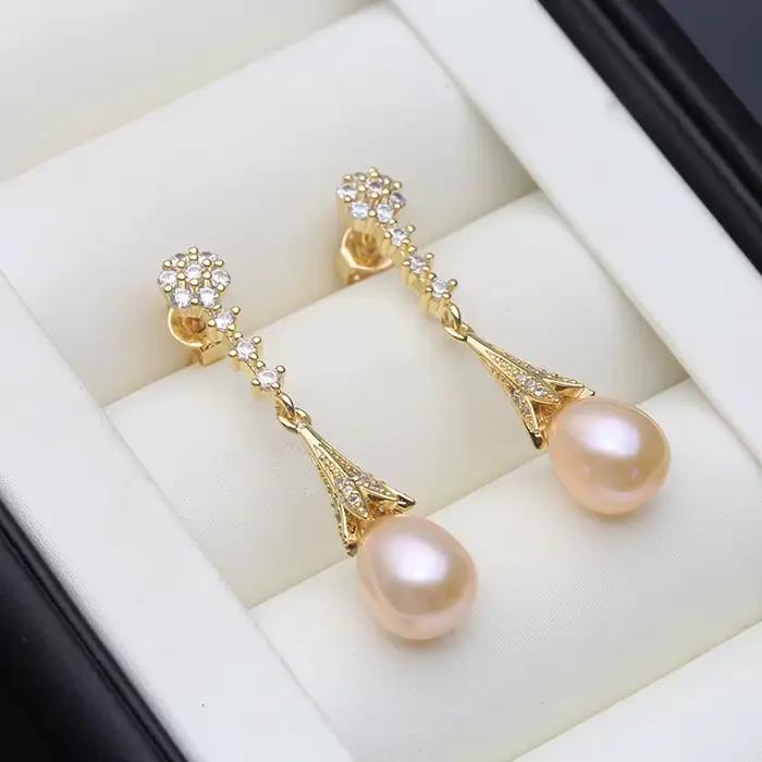 Boucles d'oreilles en perles d'eau douce naturelles, boucles d'oreilles en argent 925 pour femme, mariée, avec perles blanches, cadeau d'anniversaire, noir et blanc
