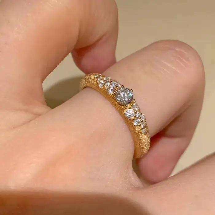 Bagues Vintage en diamant brossé pour femmes, design classique et romantique, léger, luxe, ciel étoi