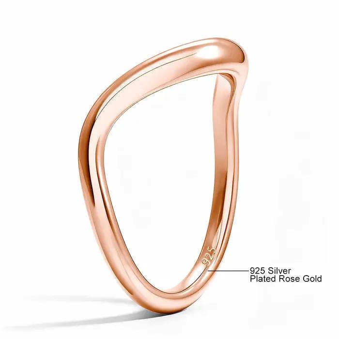 Bague simple ondulée pour femme, durable, en or rempli 14K Au585, tendance, polyvalente, empilable, cadeaux de mariage et de fiançailles