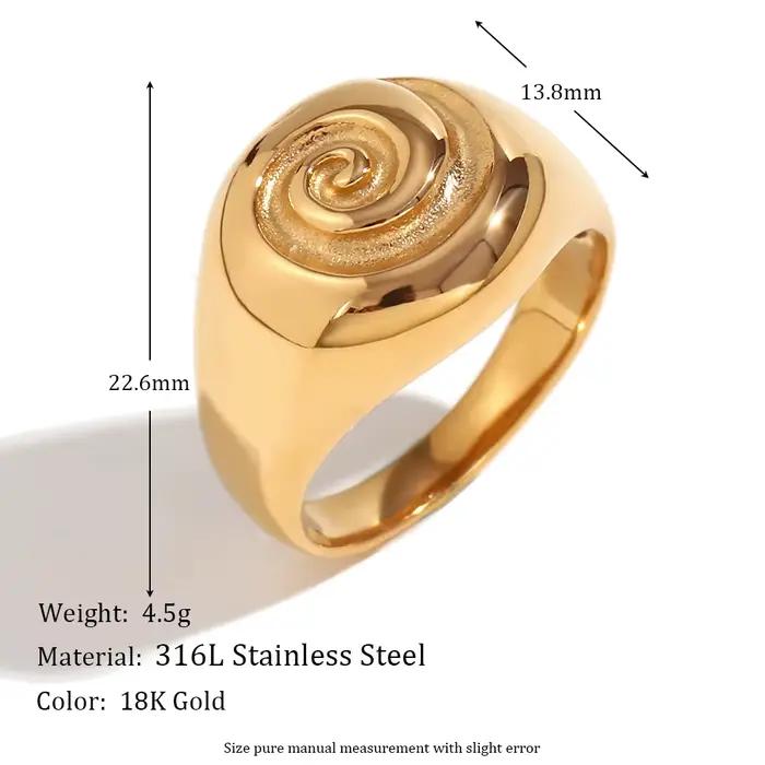 E.B.belle – bague Vortex à visage rond, étanche, plaqué or 18 carats, accessoires couleur argent, ba