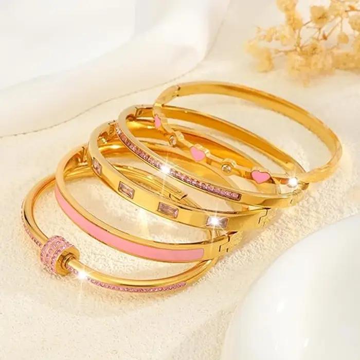 Ensemble de bracelets empilables de couleur or pour femmes