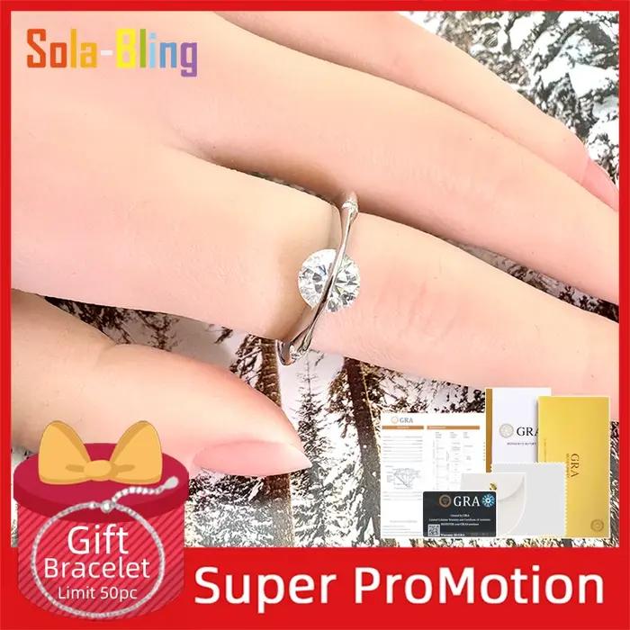 Sola-Bling 1ct Moissanite anneau 100% passe diamant testeur stylo rotatif univers étoile 925 bagues en argent Sterling pour les femmes bijoux