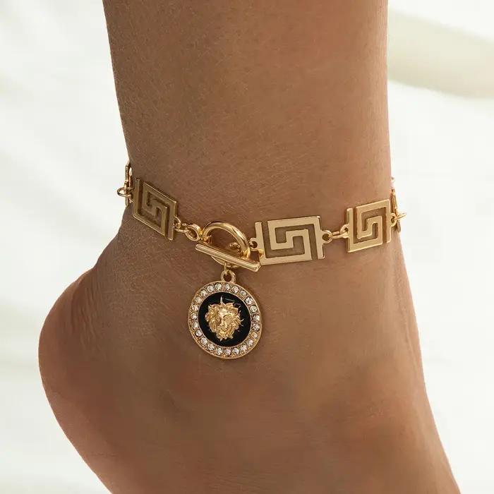 Bracelet de cheville rétro à chaîne épaisse en relief
