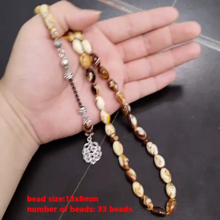 Tasbih Mistak – bracelet misbaha musulman en résine jaune