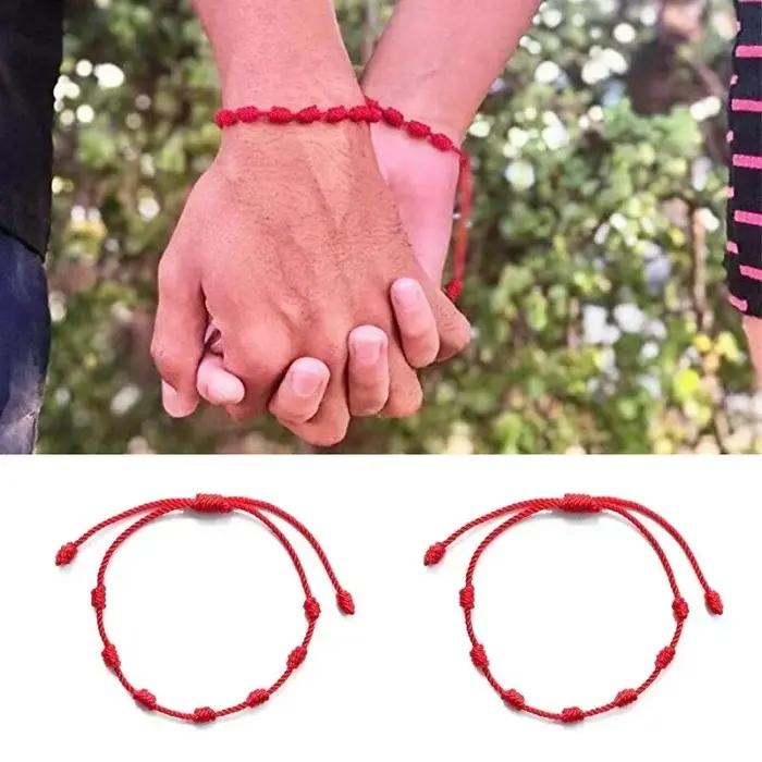 Bracelet à cordes rouge mauvais œil pour amoureux, amulette porte-bonheur et amitié, corde tressée faite à la main, bijoux cadeaux, 2024