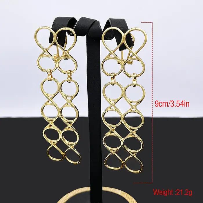 Boucles d'oreilles grande taille plaquées or 18 carats pour femmes, bijoux fantaisie, accessoires de