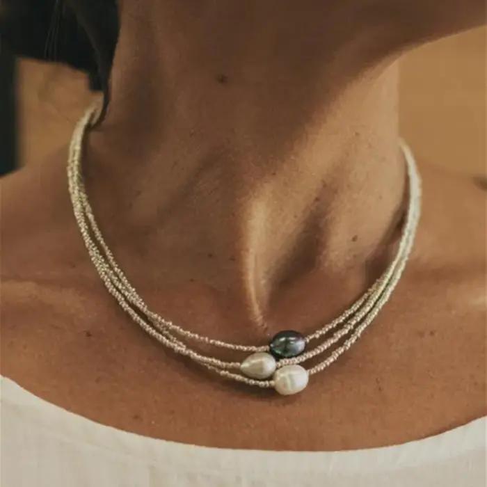 1/3 pièces artistique rétro perles d'eau douce collier