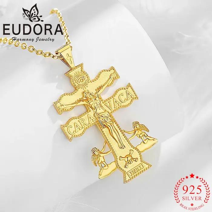 Eudora-Collier croix de Jésus Caravaca en argent regardé 925 pour hommes et femmes