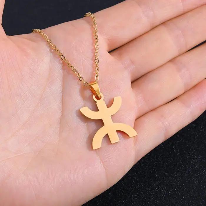 YILUOCD Vintage afrique berbères symbole colliers pour femmes Kabyle berbère bijoux Amazigh lettre ethnique puissant amulette
