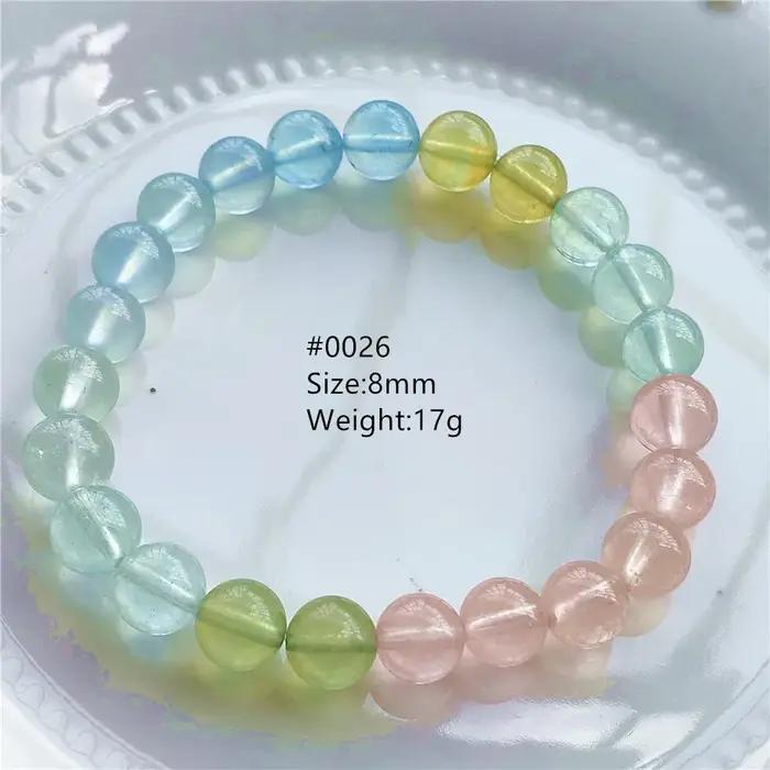 Bracelet rond en Quartz Morganite coloré bleu naturel