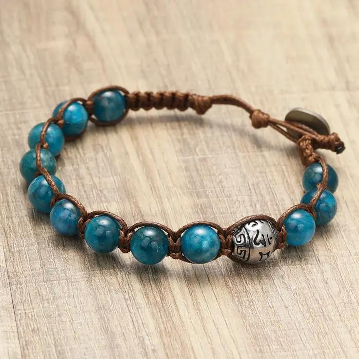 Bracelet en pierre naturelle tressée de culture tibétaine avec nœud de protection multicolore pour hommes et femmes pour occasions spéciales ethnique traditionnel