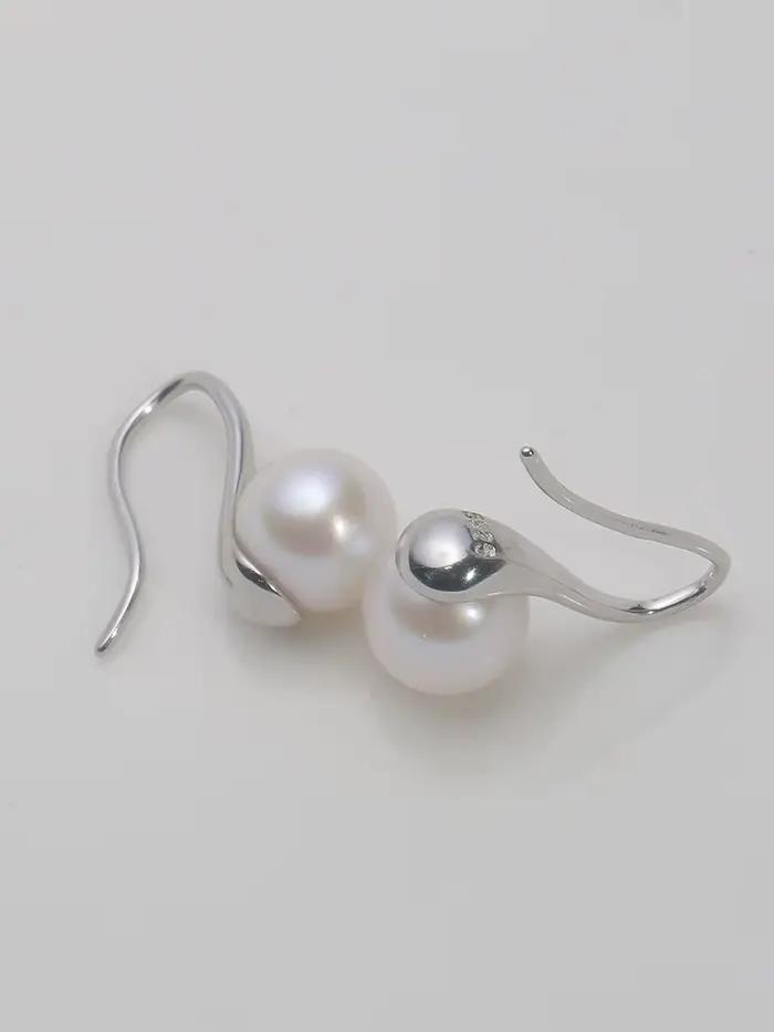 Boucles d'oreilles en argent sterling 925 avec perle d'eau douce naturelle ronde pour femmes, bijoux élégants et sophistiqués pour soirées et occasions spéciales