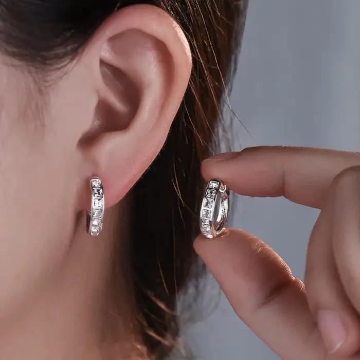 Boucles d'oreilles en argent Sterling 925 et Zircon brillant pour femmes