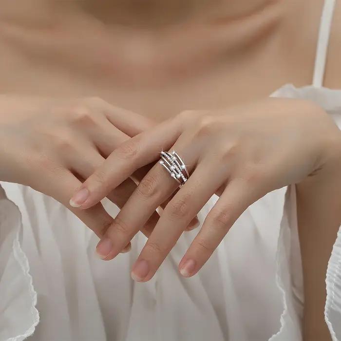 Szjinao marque à la mode Moissanite bague éternité alliance solide 925 bagues en argent pour les femmes bijoux cadeau de fiançailles livraison directe