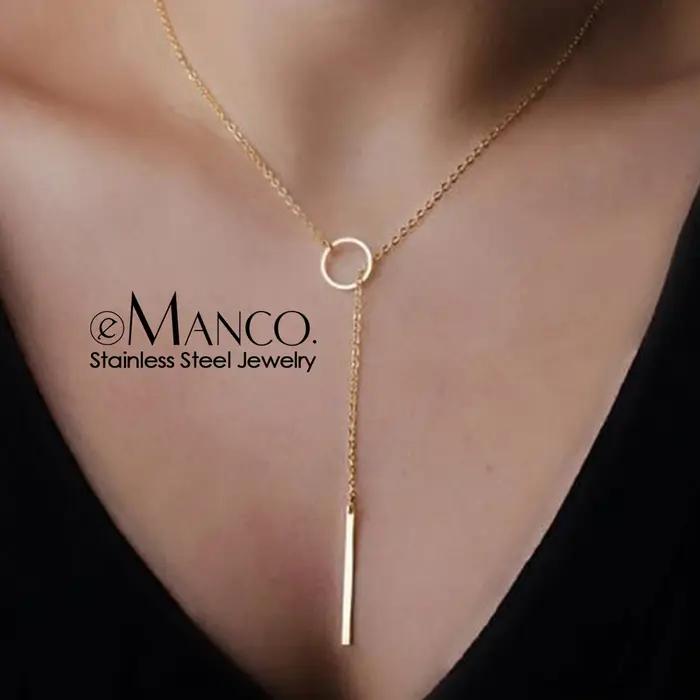 Collier pendentif minimaliste EManco en forme de tige ronde