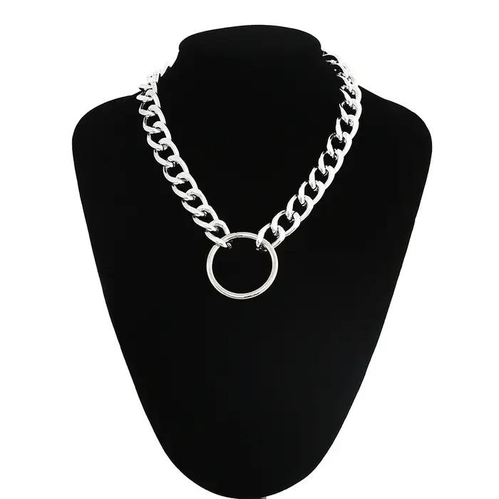 Collier Chaîne Massif Gothique Grunge Ras Du Cou Pour Fêtes Occasions Spéciales Plaquées Argent Or Antique