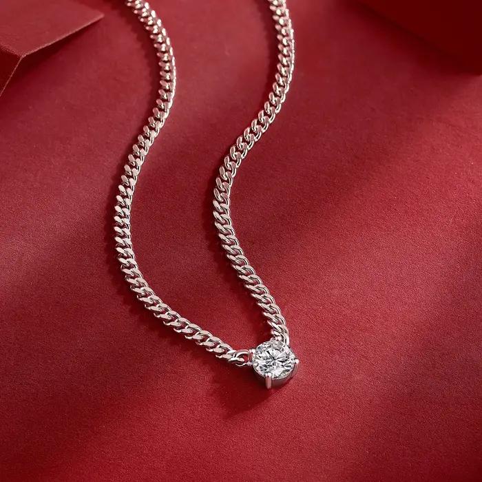 Serenity 1-3ct D Moissanite collier pour femmes homme cadeau S925 argent Sterling 3mm largeur chaîne cubaine pendentif