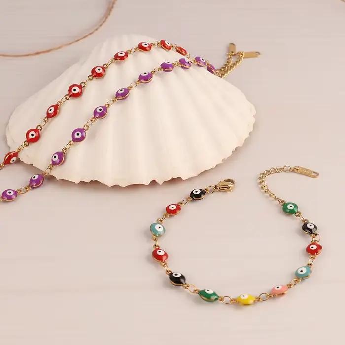 Collier en acier inoxydable 316L couleur or chaîne colorée bijou de mode punk pour femmes occasions spéciales