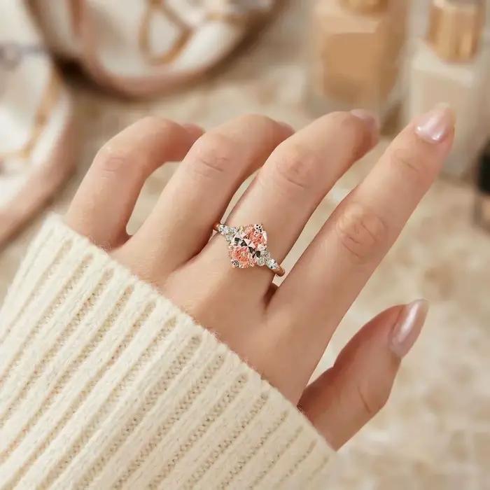 Bague rétro Parraca rose et orange - Bague de mariage en corde torsadée en spirale - Mignonne pour les femmes - Convient pour le mariage