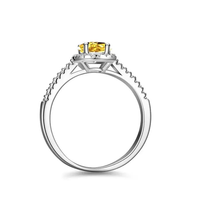 Bague de luxe en or blanc véritable pour femme