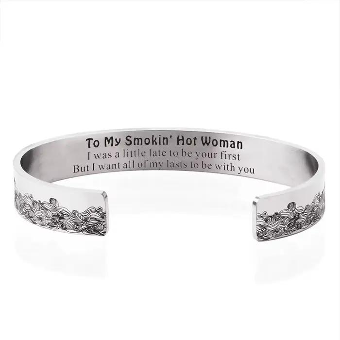 Bracelet manchette vague en acier inoxydable pour femme, cadeau d'anniversaire pour femme, petite am