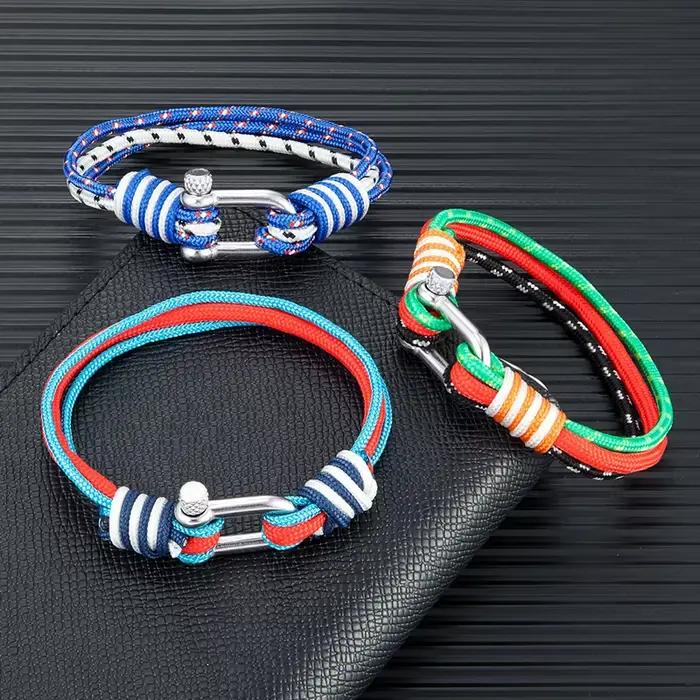 MKENDN – Bracelet de surfeur Boho fait à la main pour hommes et femmes, bijoux unisexe avec boucle de manille en acier inoxydable
