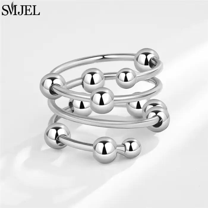SMJEL mode cerisier fleur anxiété anneau Fidget Spinner anneaux pour femmes mignon chat abeille lapi