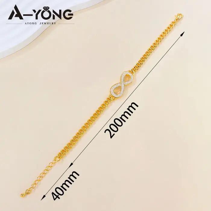 Ensemble de bijoux en zircone plaqué or 24 carats pour femmes arabes collier pendentif infini bracelet occasions spéciales engagement fête