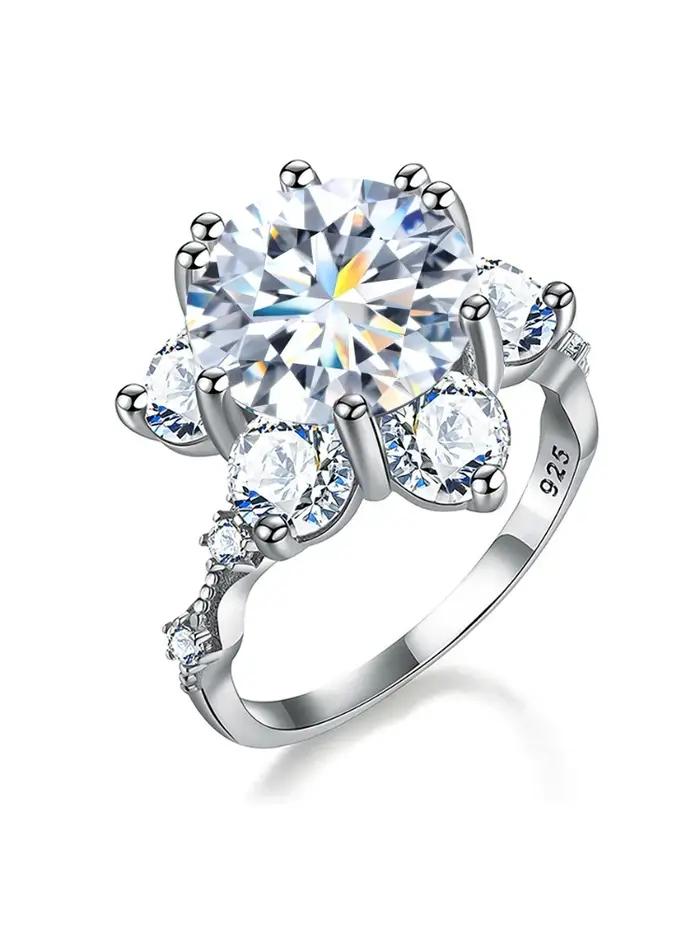 Bague Tournesol Classique en Moissanite 1 Carat pour Femme