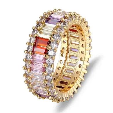 Nidin-Bague en zircon cubique arc-en-ciel pour femme et fille, bijoux de fiançailles, cadeau de mariage, breloque de fête, qualité supérieure, contre-indiqué, mode