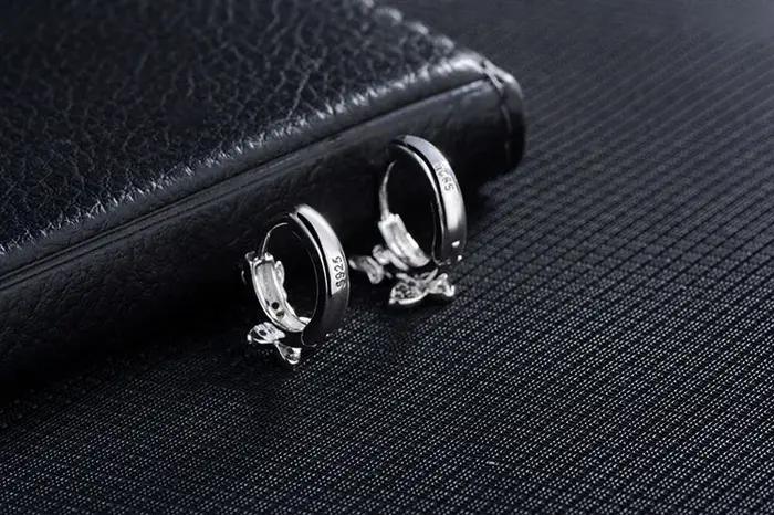 Bébé 925 argent clair CZ mignon Animal Double papillon cerceau boucle d'oreille pour enfants