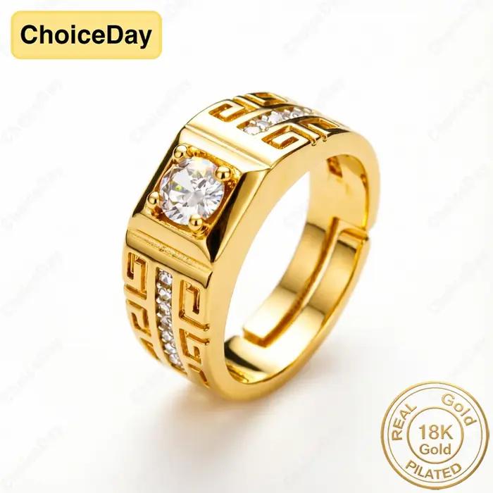 Bague en zirconium plaqué or 18K luxe et élégance pour femmes occasions spéciales alliance mariage style moderne zirconium or jaune