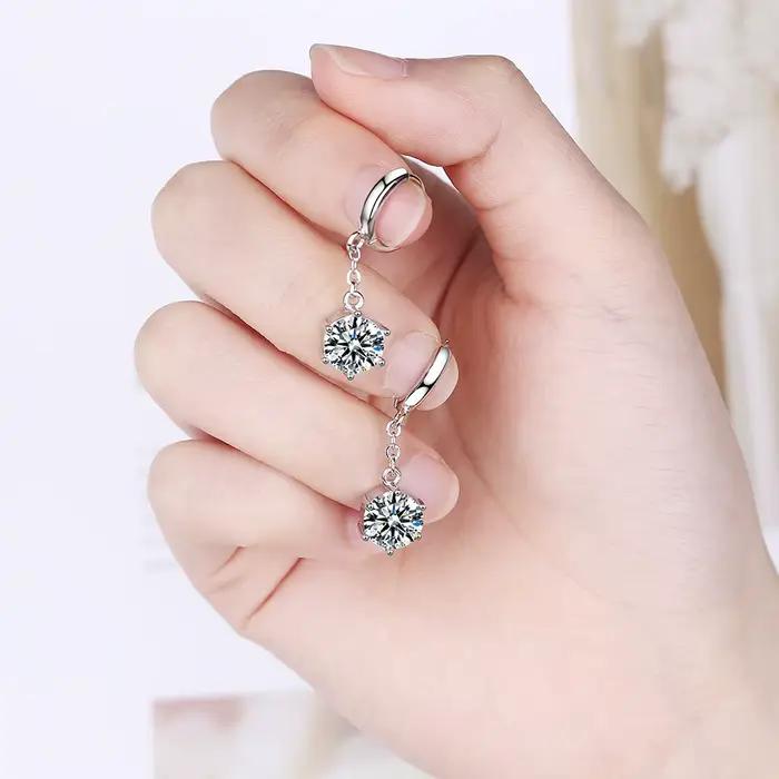 Boucles d'oreilles en argent Sterling 925 pour filles, incrustées de cristaux de Zircon, bijoux Glamour, cadeaux, nouvelle collection