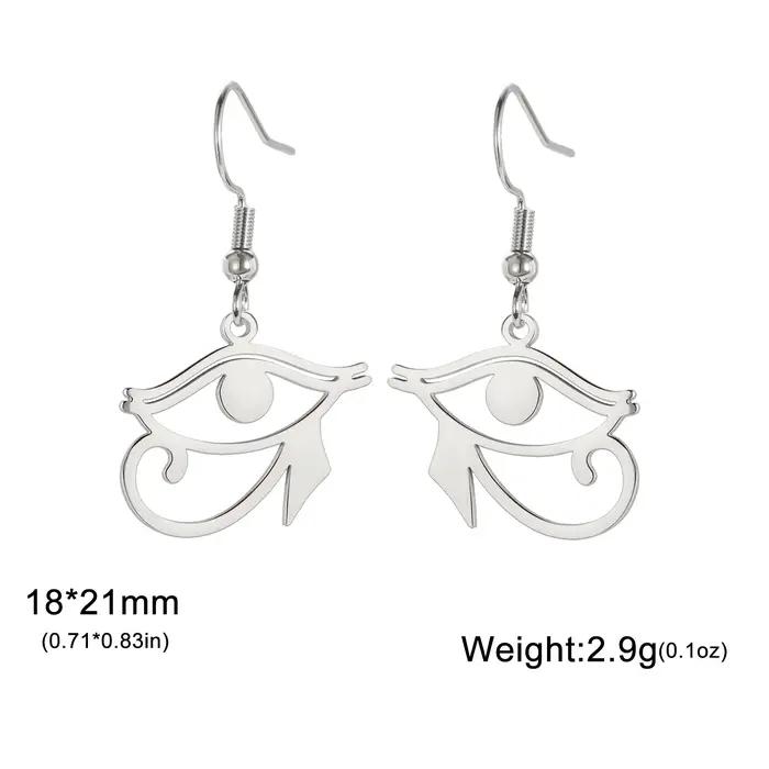 Amulette Wedjat Udjat, pendentif et boucles d'oreilles œil d'Horus Ra de l'Égypte ancienne, en acier inoxydable, pour femme, cadeau de bijoux