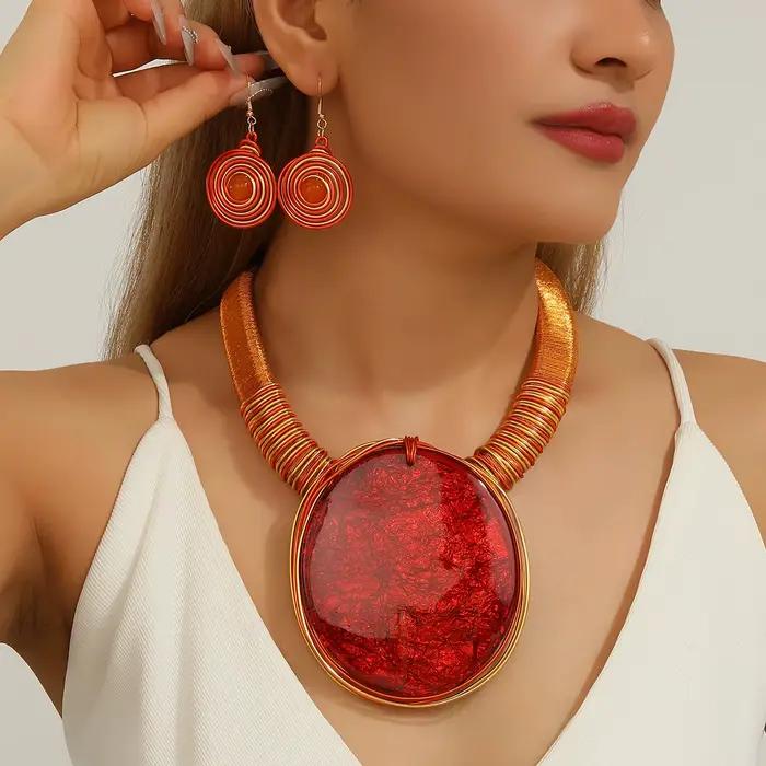 Ensemble de bijoux de déclaration en résine ronde géométrique