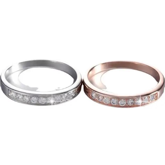 Bague en Argent Sterling S925 avec Barre de Diamants Zirconium pour Engagements et Mariages Fiançailles Éternité Bijoux de Mode pour Femmes Occasions Spéciales