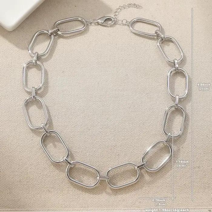 Collier à maillons épais et volumineux, style bohème, collier ras-du-cou à maillons ovales, plaqué a