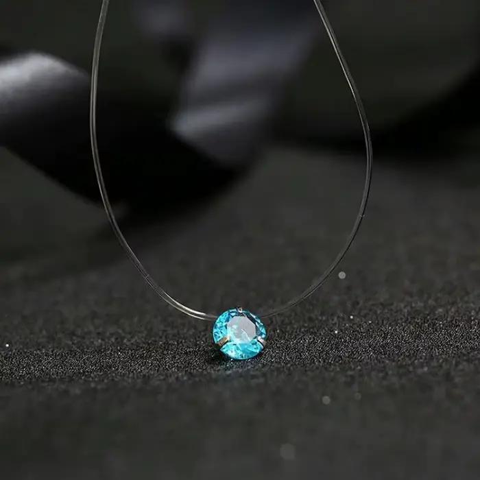 Collier pendentif en cristal brillant avec pierres précieuses artificielles pour femmes, bijou moderne à la mode pour occasions spéciales et soirée