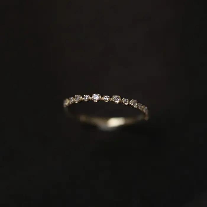 Bague géométrique en argent Sterling 925 plaqué or 14K pour femmes