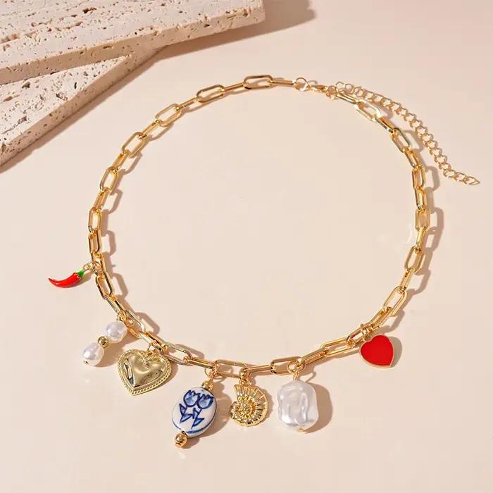 ZAA collier pour femmes exagéré lourd pièce pendentif collier torsion clavicule chaîne collier fête