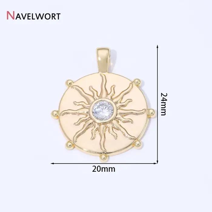 Pendentif fleur de soleil plaqué or 14 carats