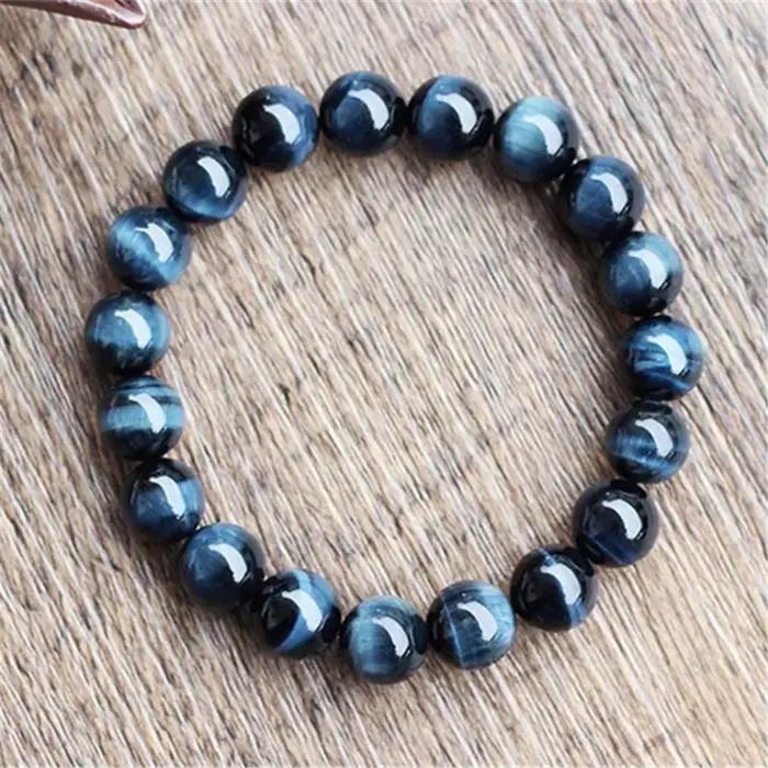 Bracelet de Perles Rondes en Œil de Tigre Naturel, Bijoux en Pierres Précieuses, 10mm, pour Femme et Homme, Livraison Directe, Uto AAA