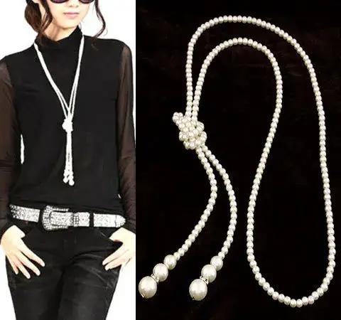 Collier en perles simulées long pour femme élégant style vintage occasions spéciales mariage anniversaire cadeau