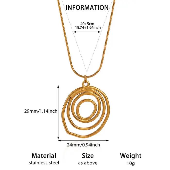 Collier en acier inoxydable or spirale rond geometrique avec breloques pour femmes et filles occasions speciales elegant cadeau