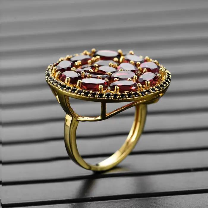 Bague en argent sterling 925 avec grenat jaune, pierre précieuse naturelle, design classique, bijoux fins pour femmes, à porter en soirée 2026