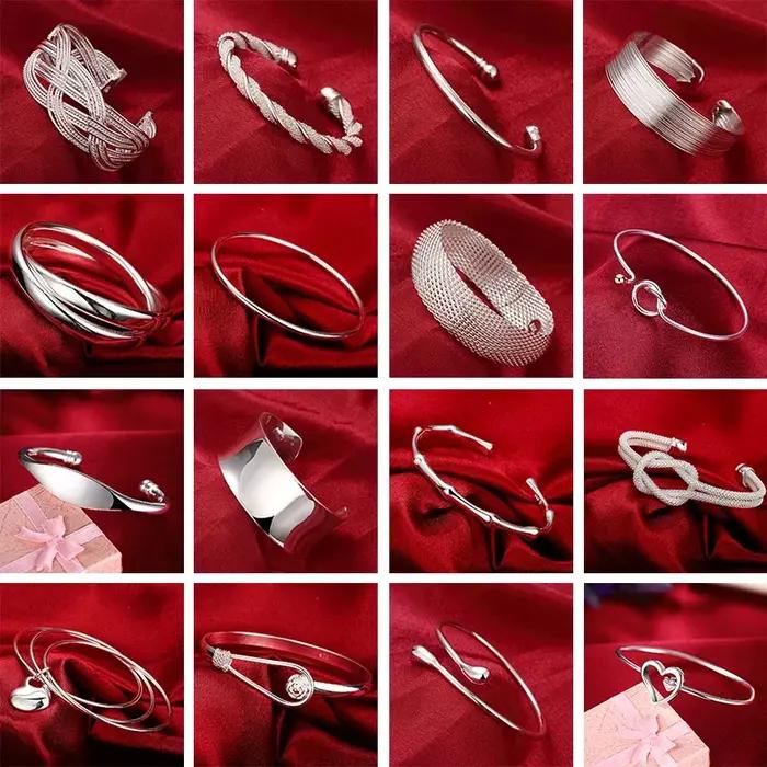 Bracelets en argent Sterling 925 pour femmes avec breloques ouvertes modernes et élégants pour occasions de fête et bal
