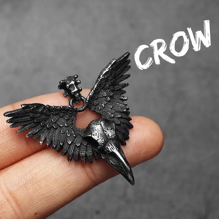 Colliers rétro Viking corbeau pour hommes et femmes, pendentif corbeau en acier inoxydable, chaîne Punk, bijoux à la mode, accessoires, cadeaux, vente en gros