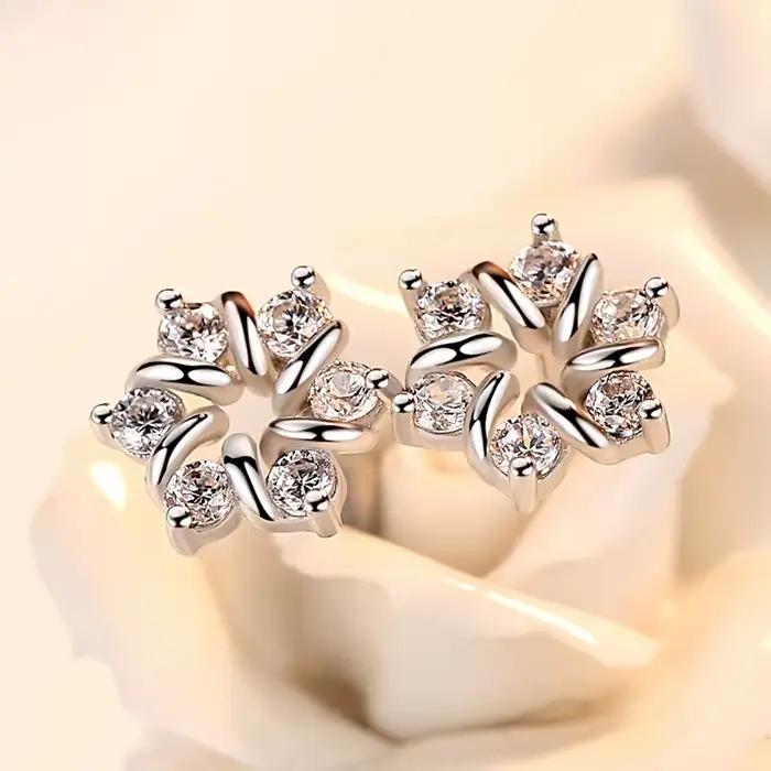Boucles d'oreilles en argent sterling 925 véritable avec zircon cubique, clous d'oreilles en argent pour femmes, bijoux en argent sterling