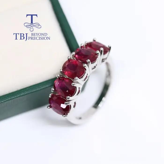 Bague en argent rubis rempli de pierres précieuses naturelles pour femmes